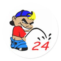 White Cartoon Boy Piss 24 Stickers