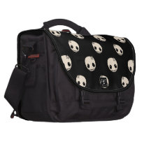 White Cartoon Skull with Star on black Laptop Commuter Bag