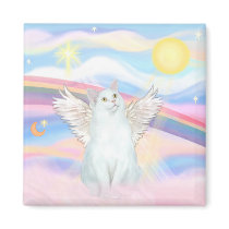 White Cat Angel in Clouds