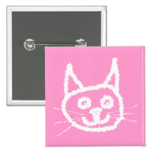 White Cat. Button