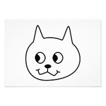White Cat Cartoon. Custom Invitation