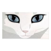 White Cat Face with Eye Colour of Your Choice Business Card Templates