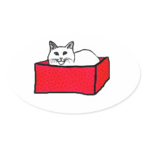White Cat in Box Sticker