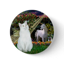 White Cat - Magical Woods Pinback Buttons