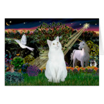 White Cat - Magical Woods Greeting Card