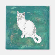 White Cat Magnet