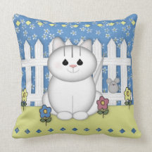 White Cat Pillow
