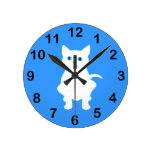 White cat silhouette wallclocks