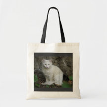 White Cat Tote Bags