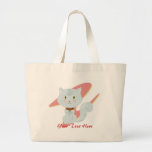White Cat Tote Canvas Bags
