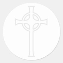 White Celtic Christian Cross Round Stickers