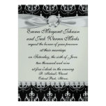 white chadelier on black modern damask design custom invitations