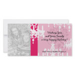 white chandelier baroque on red raspberry customized photo card