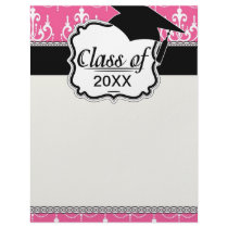 white chandelier chic pink damask graduation letterhead design