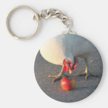 White Chicken and Apple Keychains