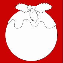 White Christmas Pudding, on Red. Photo Cutout