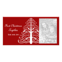 White Christmas Tree First Christmas Together Picture Card