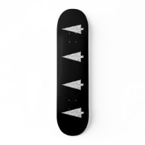 White Christmas Tree. On Black. Stylish. Skate Deck