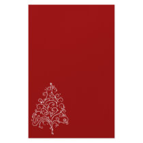 White Christmas Tree on Red Holiday Stationery