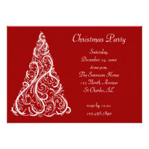 White Christmas Tree Party Invitation