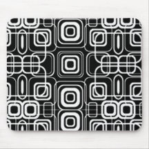 White Circles and Squares on Black Products Mousepads