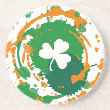 White Clover With Ink Background Beverage Coasters