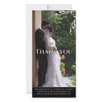 White Corner Swirl Wedding Thank You Photo Cards