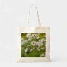 White Cosmos Flowers Apron Canvas Bag