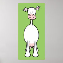 White Cow Cartoon. Front. Print