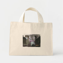 White cow head picture, cartoonized bags