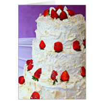 White cream and roses wedding cake greeting card