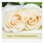 White cream roses, 75th Wedding Anniversary Custom Announcement