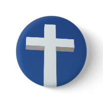 White Cross Pinback Button