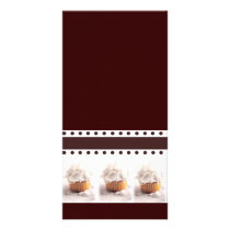 White Cupcakes on Brown Background Business Items Photo Greeting Card