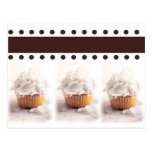 White Cupcakes on Brown Background Business Items Postcards