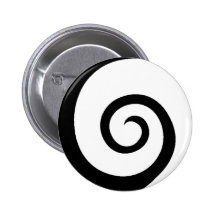 White Curl Pinback Button