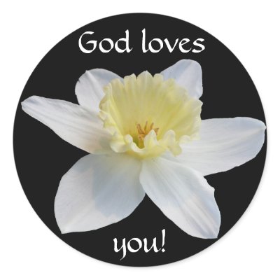 White Daffodil Round Sticker by bkang22