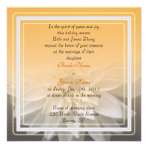 white dahlia  flower wedding invitation