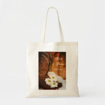 White Daisies and Boots Country Wedding Tote Bag