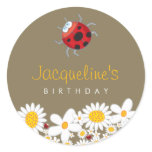 White Daisies and Ladybugs Favours Label Sticker