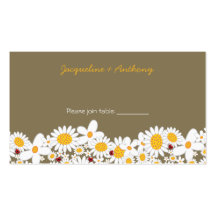 White Daisies & Ladybugs Custom Table / Place Card Business Card