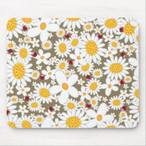 White Daisies & Ladybugs Fun Custom Gift Mousepad