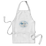 white daisies on blue background apron
