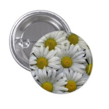 White Daisies Pinback Buttons