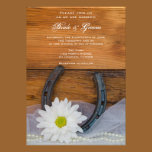 White Daisy and Horseshoe Country Wedding Invite invitations