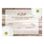 White Daisy Barn Wood Wedding RSVP Response Card Personalized Invitation