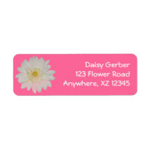 White Daisy Mum Return Address Label