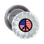White Daisy Peace Symbol Buttons