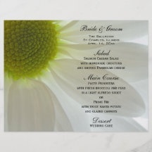 White Daisy Petals Wedding Menu Personalized Flyer