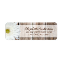 White Daisy Rustic Barn Wood Address Labels